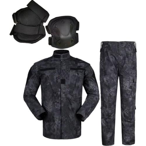 Mens Sets Black Camouflage ACU Military Uiforms With Tactical Verclo Baseball Cap