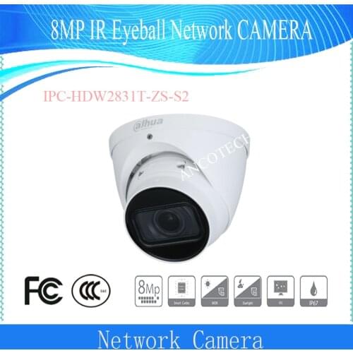 Free Shipping DAHUA 8MP Lite IR Vari-focal Eyeball Nework Camera with 2.7-13.5mm Motorized Lens DH-IPC-HDW2831T-ZS-S2
