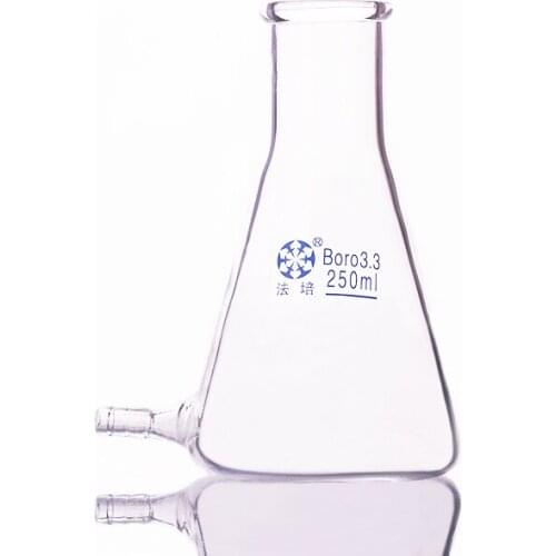 Filtering flask with Lower tube,Capacity 250ml,Triangle flask with tubules,Lower tube conical flask