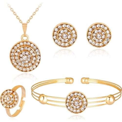 HC Cute Round Crystal Necklace Bracelets Girls Jewelry Set New Design Kids Jewelry Fashion Childrens Day Jewelry Kid Necklace T
