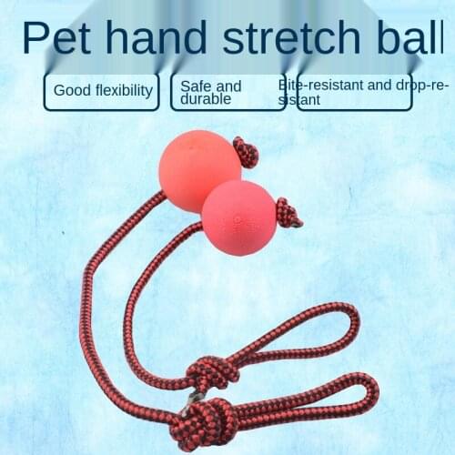 Pet Hand Pull Ball Tease Dog Walk Dog Pet Solid Elastic Ball Anti Drop and Anti Bite Interactive Training Toy