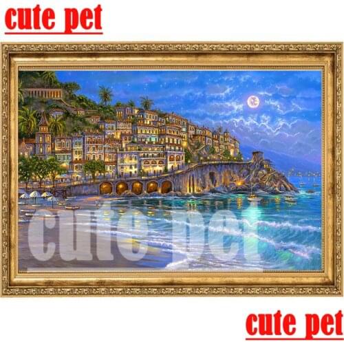 Sea view DIY Diamond Embroidery Pattern Diamond Painting Home 5D Wall DecorCross Stitch Full Needlework Rhinestones Painting gif