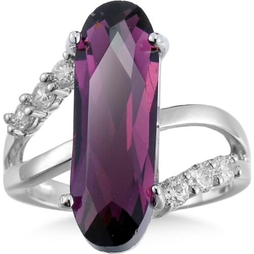 Classic Luxury Crystal Zircon Stone Ring Purple Green Micro Paved Zircon Crystal Ring For Women Wedding Engagement Jewelry Ring