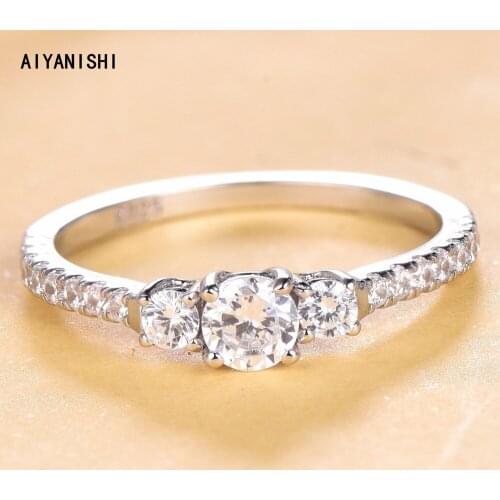AIYANISHI 2021 Three stone Lab Diamond Ring 925 sterling silver Engagement Wedding band Rings for Women Bridal Fine Jewelry Gift