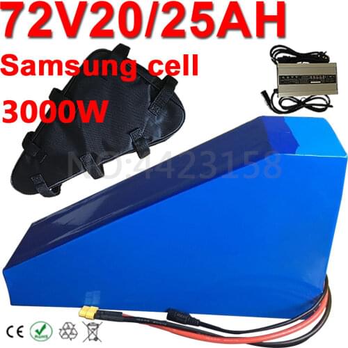 Electric Bicycle 72V 25Ah 22Ah 20Ah 18Ah Triangle Lithium ion Battery Use Samsung cell 72V 3000W 2000W Electric Scooter Battery