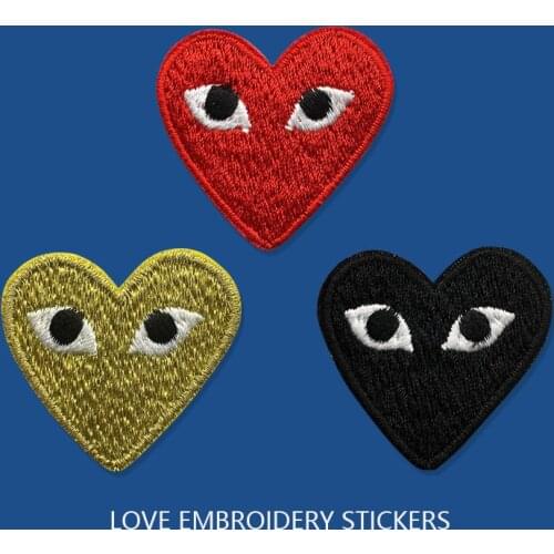 Cute Applique Love Heart Patches for Clothes DIY Stripes Iron on Appliques Kids Clothing Stickers Embroidery Badges Accessories
