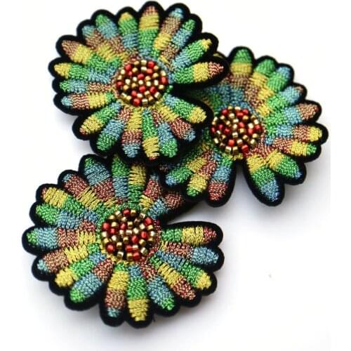 3pc/lot DIY 3D flower beaded Patches for Clothing sew on rhinestone sequin parches floral Applique for clothes Decorative badge