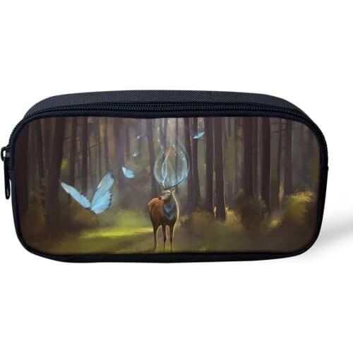 Fashion Kids Pencil Case Fantasy Deer Pattern Students Stationery Box Cartoon Childrens Pen Bags Girls Beauticians