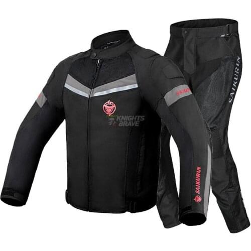 Motorcycle Jacket Men Summer Breathable Mesh Motocross Off-Road Jacket Protective Gear Reflective Motobike Clothing Black