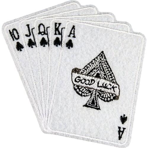 New Embroidered Playing Cards Patches Iron on Poker Badge for Coats Jeans Decoration Diy Clothing Stickers Sewing Patches