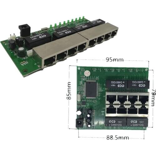 OEM PBC 8 Port Gigabit Ethernet Switch 8 Port met 8 pin way header 10/100/1000 m hub 8way power pin Pcb board OEM schroef gat