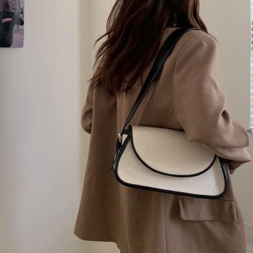 Simple Design Solid Color Women Underarm Bag Vintage PU Leather Ladies Shoulder Bags Fashion Elegant Female Handbags Mini Tote