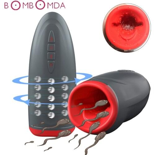 Real Sucking Male Masturbator Strong Clip Suction Blowjob Deep Throat Automatic Masturbation Cup Oral Sex Toy For Men Sex Device