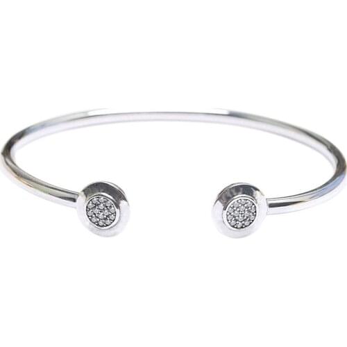 S925 Bangle Bracelet For Women Pave Clasp Clear CZ fit Lady fine jewelry