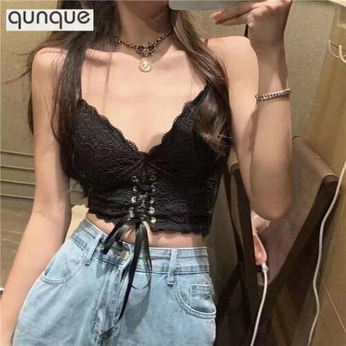 Sexy Top Encaje Lace Crochet Negro Criss Cross White Women Tube Cropped Tops Ropa Interior Mujer Haut Femme Bras Haut Pechincha