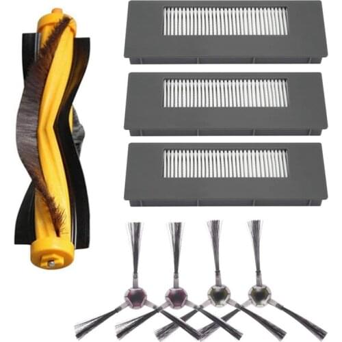 Replacement Filter and Brush Kit for ECOVACS DEEBOT 900 901 Robotic Vacuum Accessories - 8 Pack (3x Filter + 4x Side Brush+1x Ma