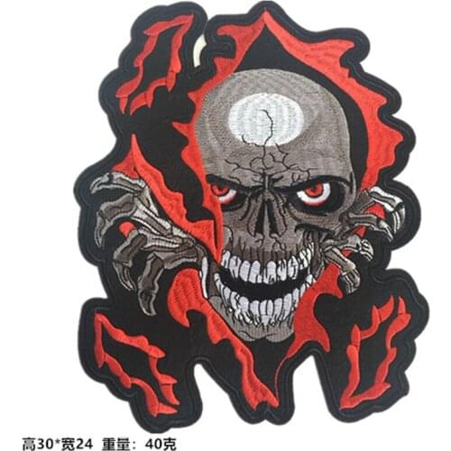 Super Cool Large Skeleton Skull Sew On Patch DIY Embroidered Applique Motor Ghost Applique for Decoration Clothing Accessory