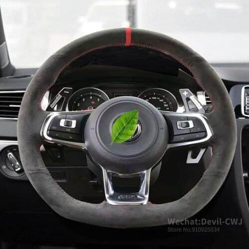 Suede Car Steering Wheel Cover For Volkswagen VW Golf 7 MK7 Sharan 2016 -17 New Polo Jetta Passat B8 Tiguan 2017 Car Accessories