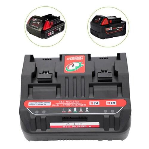 Double Slot M18 Battery Charger For Milwaukee 14.4V 18V M18 48-11-24xx Series Lithium-ion Battery 6A Charger Current(no battery)