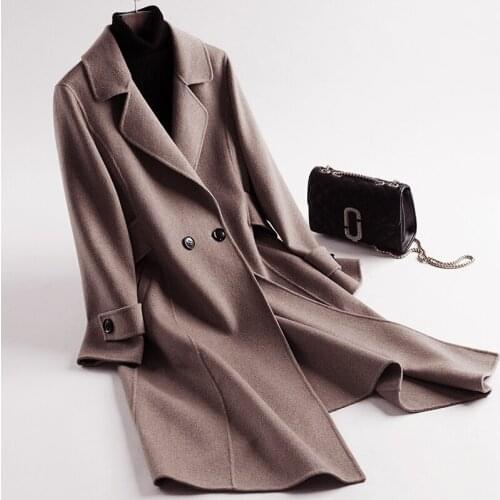 Women Autumn WInter 100% Wool Jacket Female Double Sided Long Coat Outwear Tops abrigos mujer inviernoLX2535