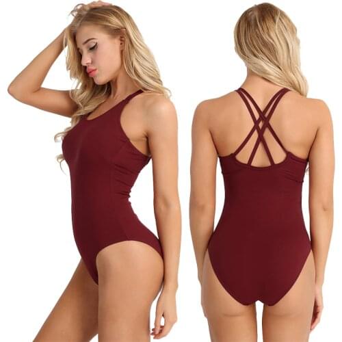 Women Adult Backless Sleeveless Gymnastics Ballet Dance Leotard Bodysuit Professional Practice Dance Costumes Gymnastics Leotard