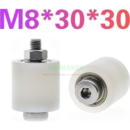 1pcs 10*30*30mm with M8 screw, M8*30*30mm flat nylon roller / PA6 guide wheel / 6900 bearing pulley