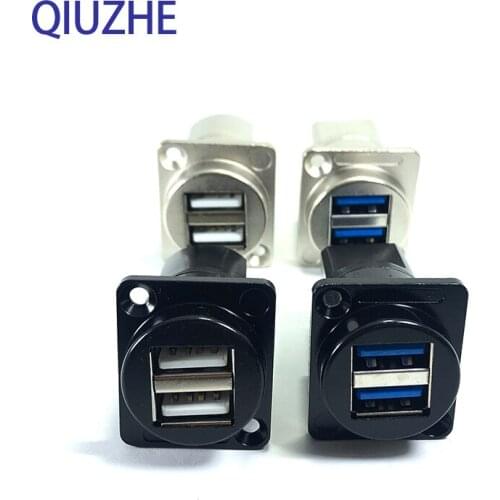 1PC D-Type USB-3.0 2.0 Dual Port High-Speed Docking Module A-Port Double-Layer Data Transmission Welding Free Straight Socket