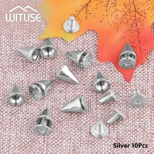 10 Pcs DIY 10mm Silvery Metal Bullet Stud Rivet Spike Leather Craft Rivet Accessory Nailheads for Punk Clothes Bag Leather rivet