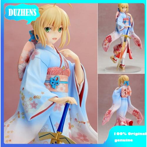 100% Original genuine Fate/stay night Saber Kimono dress 25cm Action Figure Anime Figure Model Toys Figure Collection Doll Gift