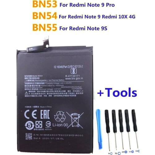 100% High quality 5020mAh BN53 BN54 BN55 Replacement Battery For Xiaomi Redmi note 9 Pro 9S Mobile Phone