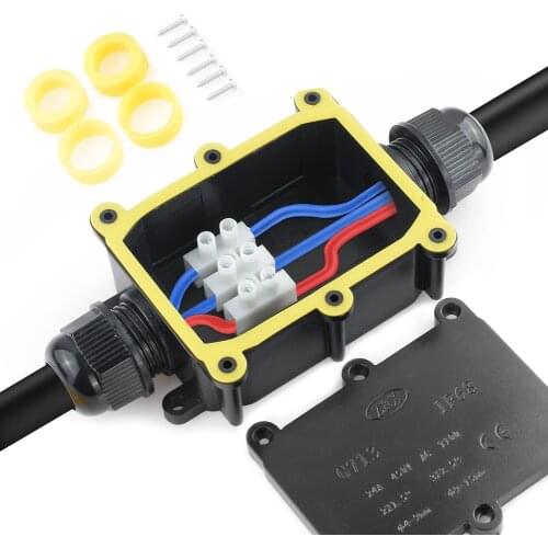 2/3/4/5/6 Way IP68 Waterproof Junction Box Line Protection Wire Black Junction Box Electrical Enclosure Block Cable Connecting