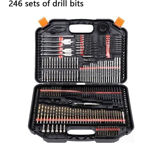 246pcs/Box Tool Combination Set, Woodworking Flat Cement Twist Drill Bit Hole Opener