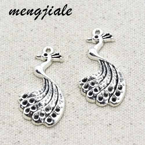 6pcs of Antique Silver Phoenix Charms Pendants 37.5*20.5*2mm Tibetan Silver Charm