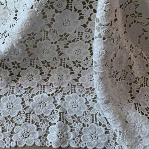 1yards African Water Soluble Milk Silk Embroidery Guipure French Fabric High-end Nigerian Lace Fabrics For Women Dress Material