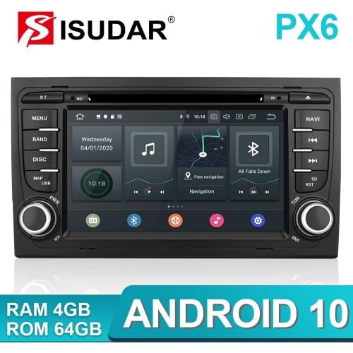 Isudar PX6 2 Din Android 10 Car Multimedia Player GPS DVD For Audi/A4/S4 2002-2008 Automotivo Radio Hexa Cores RAM 4GB ROM 64GB