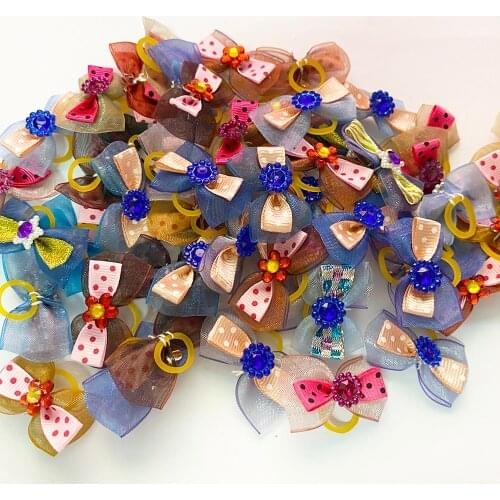Pet Bows Dog Hair Bows for Puppy Yorkshirk Small Dogs Hair Accessories Grooming Bows Rubber Bands Dog Bows Pet Supplies