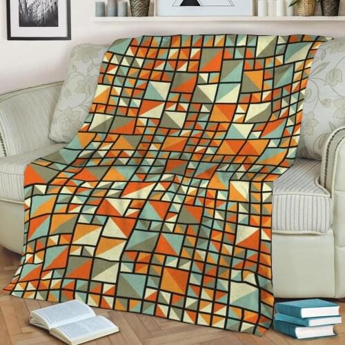 Abstract Geometric Pattern 3D Printed Velvet Plush Throw Fleece Blanket Bedspread Sherpa Blanket Home Decora