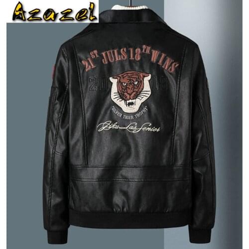 Name Brand Biker Mens PU Jacket Coats Plus Size 5XL Avirex Leather Suede Jacket Men Coats 3D Tiger Head Spring Jackets Male A604