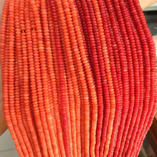Natural Abacus Shape Coral Beads Exquisite Red Loose Coral Beads for Women DIY Jewely Bracelet Necklace Size 2x3.5mm Length 38cm
