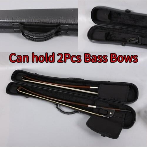 Black Double Bass Bow Case Carbon Fiber Bass Bow Box 2 Pcs Bow Bag White Color
