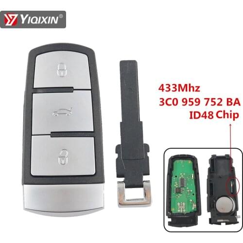 YIQIXIN 3 Buttons Remote Car Key For Volkswagen For VW Passat B6 B7 B7L CC R36 Maogotan B5 433Mhz ID48 Chip 3C0 959 752 BA