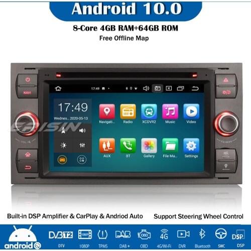 Erisin 8166 Android 10.0 Car Stereo DAB+ GPS DSP CarPlay OBD 8-Core WIFI Bluetooth CD For Ford C/S-Max Mondeo Kuga Fiesta Fusion