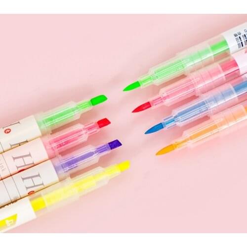 9 Colors Double Head Highlighter Fluorescent Markers Drawing Pen Stationery Gift