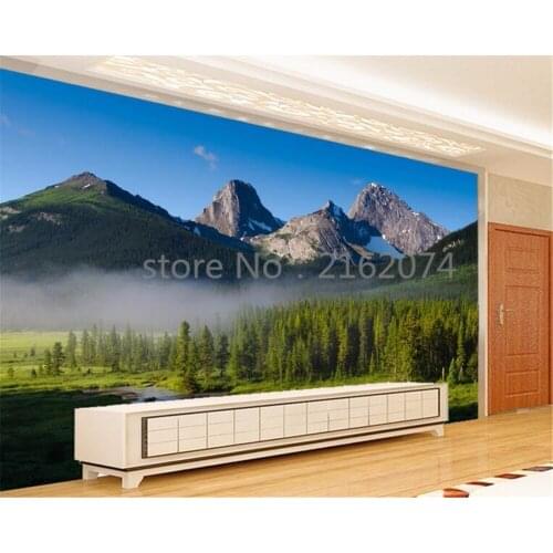 Beibehang Photo wallpaper Alpine forest tree green modern decoration 3D living room wallpaper murals papel de parede para quarto