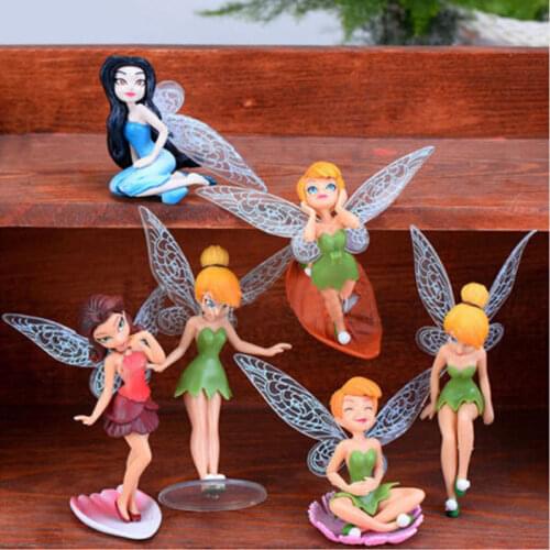 6Pcs Flower Fairy Pixie Fly Wing Family Miniature 1 Pc Artificial Swallow Birds Garden Ornament Home Decor Decoration Craft