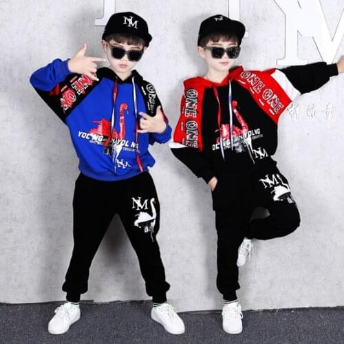 Big Boys Cartoons Childrens Clothing Sets Korean Autumn Baby Boy Hip hop Sets Sportswear Boys Clothes Suit 2PCS kids Clothes