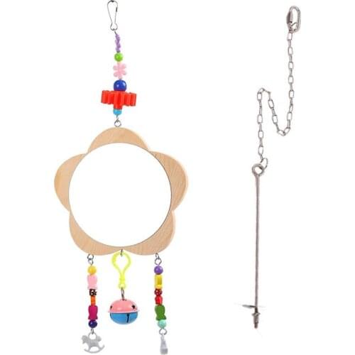 Chicken Hanging Feeder and Mirror Toys Stainless Steel Chain Toy Fruit Vegetable Holder for Hens Cocks