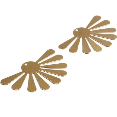 Brass Sector Charms, Raw Brass Earrings Findings,Connectors With 1 Holes,Geometric shaped Earrings Charm,36.5x58.5mm-RB1332