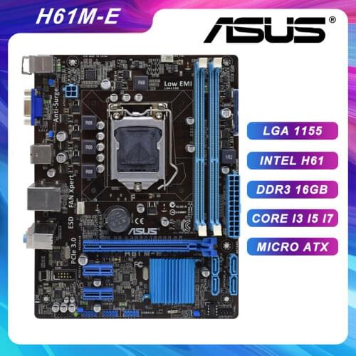 H61M-K For ASUS Desktop H61 LGA 1155 motherboard DDR3 Intel Xeon E3 1230 v2 CPU PCIE X16 original used motherboard 115 Micro-ATX