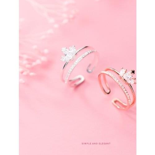 Modian Fashion Wedding Ring for Women Shining Zircon Crown Open Adjustable Sterling Silver 925 Ring Fine Jewelry 2020 Design